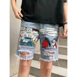 HERE&NOW Men Printed Denim Shorts-picture-24