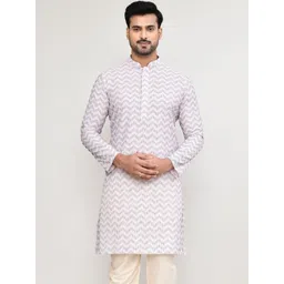 HERE&NOW Men Printed Jacquard Handloom Kurta-picture-15