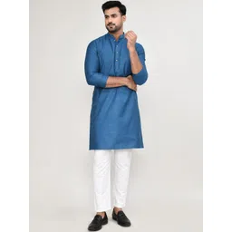 HERE&NOW Men Printed Jacquard Handloom Kurta image 4