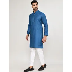 HERE&NOW Men Printed Jacquard Handloom Kurta image 2