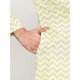 HERE&NOW Men Printed Jacquard Handloom Kurta image 2