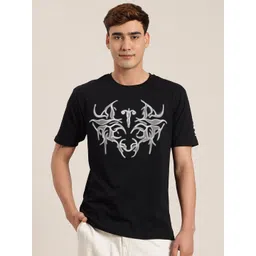 HERE&NOW Men Printed Pure Cotton T-shirt-picture-37