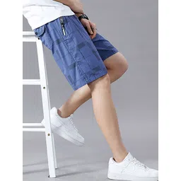HERE&NOW Men Regular Fit Mid-Rise Cotton Shorts-picture-10