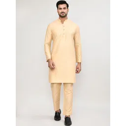 HERE&NOW Men Regular Pure Cotton Kurta with Trousers-picture-17
