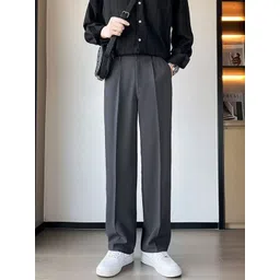 HERE&NOW Men Relaxed Straight Leg Straight Fit High-Rise Corduroy Pleated Trousers-picture-29