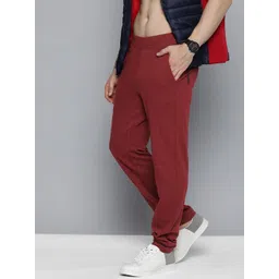 HERE&NOW Men Rust Red Solid Knitted Track Pants-picture-15
