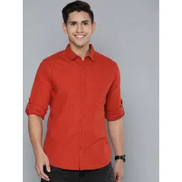 HERE&NOW Men Rust Slim Fit Casual Shirt-picture-20