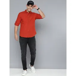 HERE&NOW Men Rust Slim Fit Casual Shirt image 2