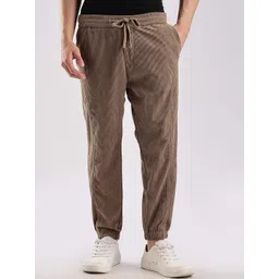 HERE&NOW Men Self Design Corduroy Joggers Trousers image 1