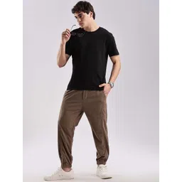 HERE&NOW Men Self Design Corduroy Joggers Trousers image 3