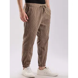 HERE&NOW Men Self Design Corduroy Joggers Trousers image 5