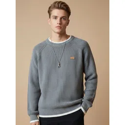 HERE&NOW Men Self Design Textured Pullover-picture-19