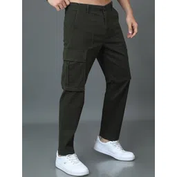 HERE&NOW Men Slim Fit Cotton Cargos Trousers image 5
