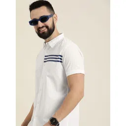 HERE&NOW Men Slim Fit Horizontal Striped Cotton Casual Shirt-picture-26