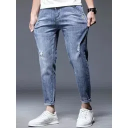 HERE&NOW Men Slim Fit Low Distress Light Fade Jeans-picture-35