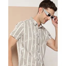 HERE&NOW Men Slim Fit Opaque Striped Casual Shirt-picture-40
