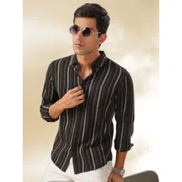 HERE&NOW Men Slim Fit Opaque Striped Casual Shirt-picture-18