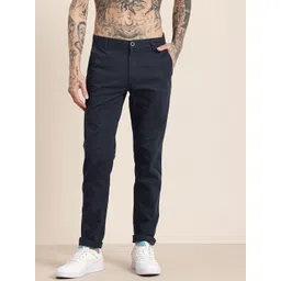 HERE&NOW Men Slim Fit Pure Cotton Chinos Trousers-picture-33