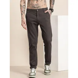 HERE&NOW Men Slim Fit Pure Cotton Chinos Trousers-picture-22