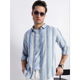 HERE&NOW Men Slim Fit Striped Casual Shirt-picture-15