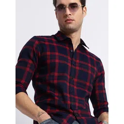 HERE&NOW Men Slim Fit Tartan Checks Checked Casual Shirt-picture-33