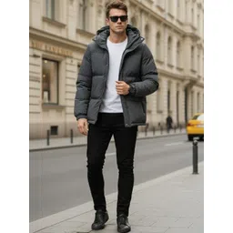HERE&NOW Men Solid Puffer Jacket-picture-18