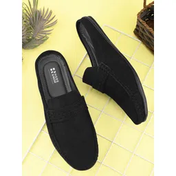HERE&NOW Men Solid Suede Mules-picture-27