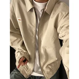 HERE&NOW Men Spread Collar Solid Casual Bomber Jacket-picture-22