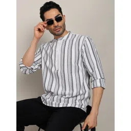 HERE&NOW Men Striped Daily Cotton Straight Kurta-picture-41