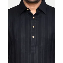 HERE&NOW Men Striped Jacquard Kurta image 4