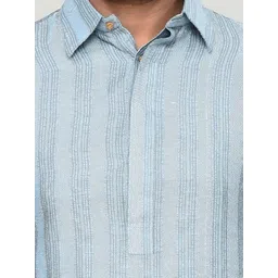 HERE&NOW Men Striped Jacquard Kurta image 3
