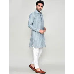 HERE&NOW Men Striped Jacquard Kurta image 2