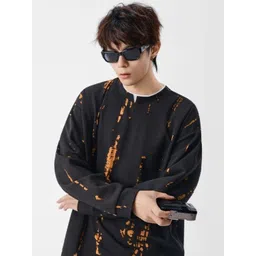 HERE&NOW Men Tie and Dye Dyed Henley Neck T-shirt image 2