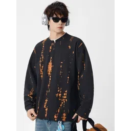 HERE&NOW Men Tie and Dye Dyed Henley Neck T-shirt image 3