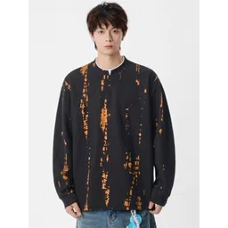 HERE&NOW Men Tie and Dye Dyed Henley Neck T-shirt image 1