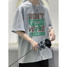 HERE&NOW Men Typography Printed Mandarin Collar Drop-Shoulder Sleeves Pockets T-shirt-picture-41