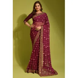 here&now Moda Rapido Embellished Sequinned Poly Georgette Bandhani Saree-picture-12