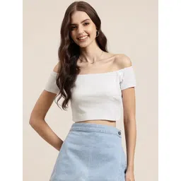 HERE&NOW Off-Shoulder Bardot Crop Top-picture-22