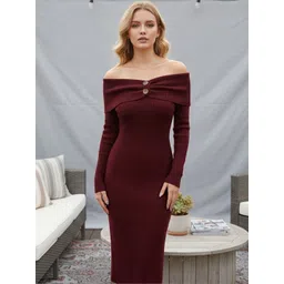 HERE&NOW Off-Shoulder Bodycon Midi Dress-picture-33