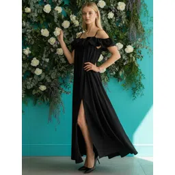 HERE&NOW Off-Shoulder Flared Sleeve Ruffled Maxi Dress-picture-41