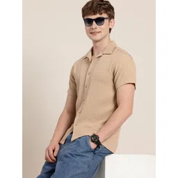 HERE&NOW Opaque Self Design Textured Casual Shirt-picture-32