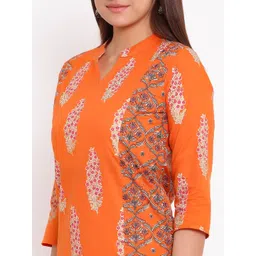 HERE&NOW Orange & White Ethnic Motifs Printed Straight Kurta image 5