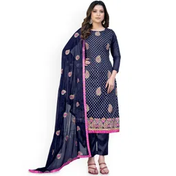 HERE&NOW Paisley Embroidered Stones Work Unstitched Dress Material-picture-36