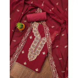 HERE&NOW Paisley Embroidered Zari Work Unstitched Dress Material-picture-21