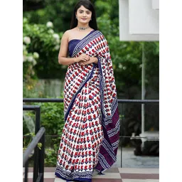 HERE&NOW Paisley Printed Pure Cotton Bhagalpuri Saree-picture-32