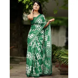 HERE&NOW Paisley Pure Cotton Bhagalpuri Saree-picture-27