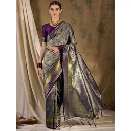 HERE&NOW Paisley Woven Design Zari Banarasi Saree-picture-25