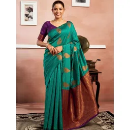 HERE&NOW Paisley Woven Design Zari Banarasi Saree-picture-23