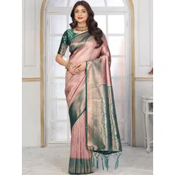 HERE&NOW Paisley Zari Art Silk Handloom Banarasi Saree-picture-19