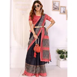 HERE&NOW Paisley Zari Linen Blend Saree image 1